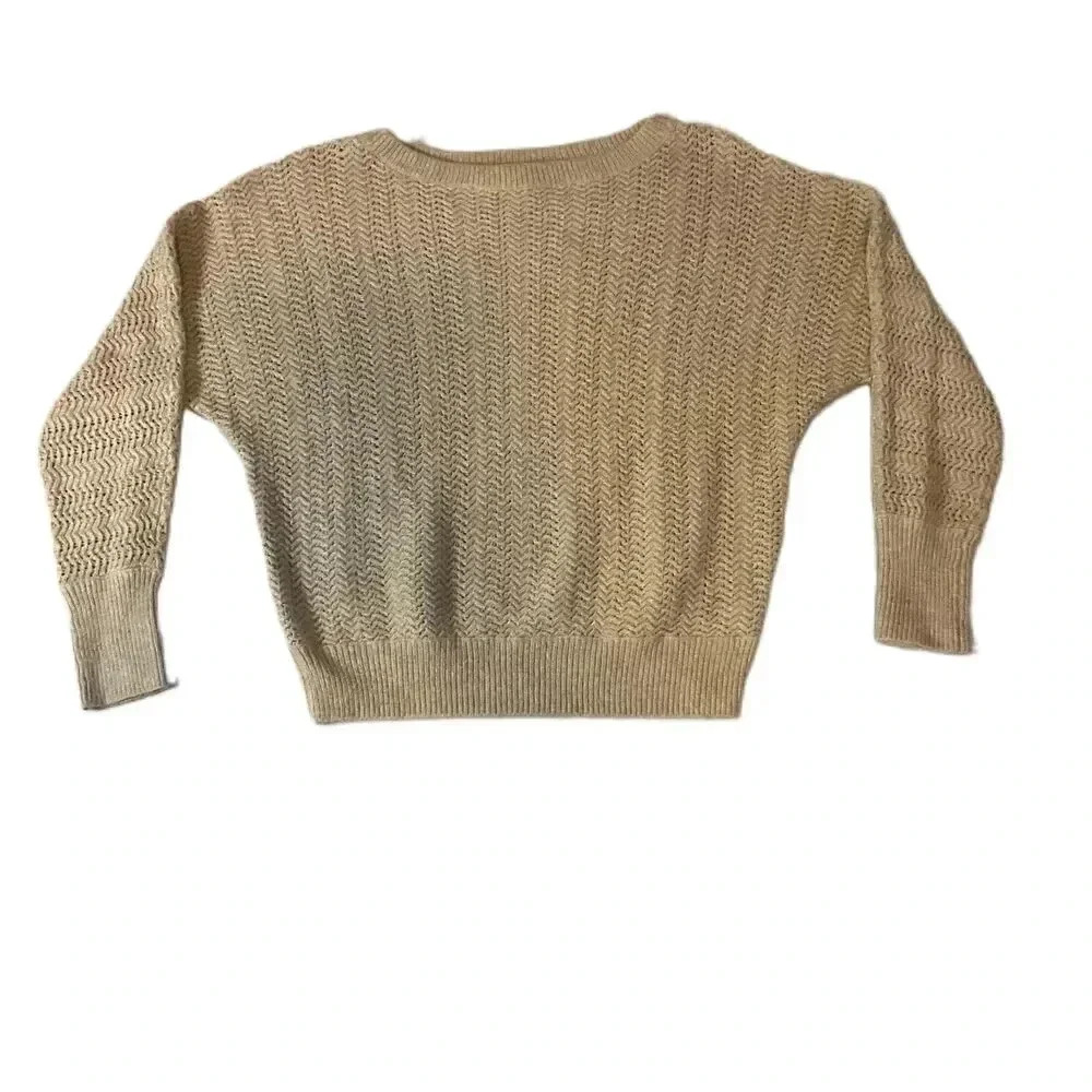 Nicole Miller Beige Long Sleeve Knit Crew Neck Sweater Size Large‎